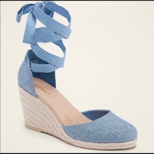 Old Navy Textile Lace Up Espadrille Wedge Size 9